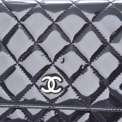 Chanel Patent Quilted Wallet On Chain WOC Dark Purple 12 of 12