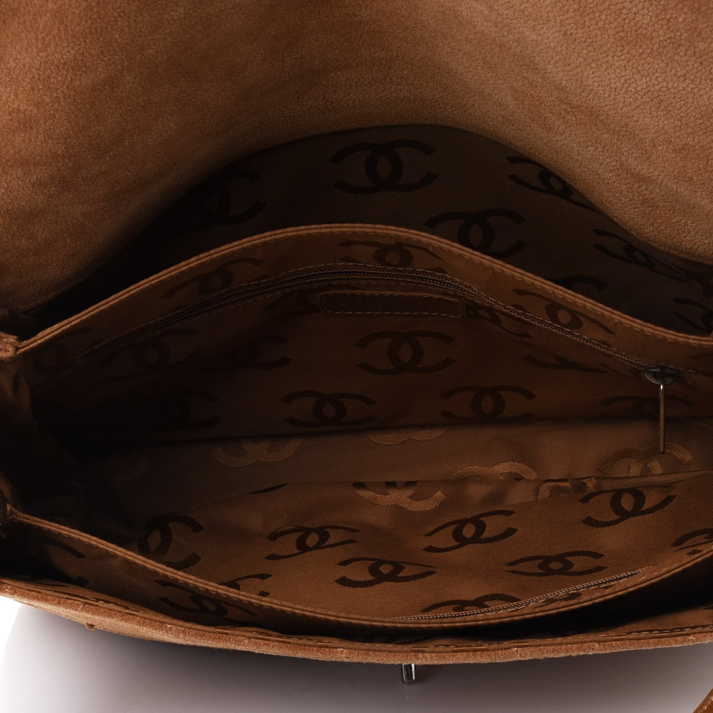 Suede Quilted Flap Bag Brown