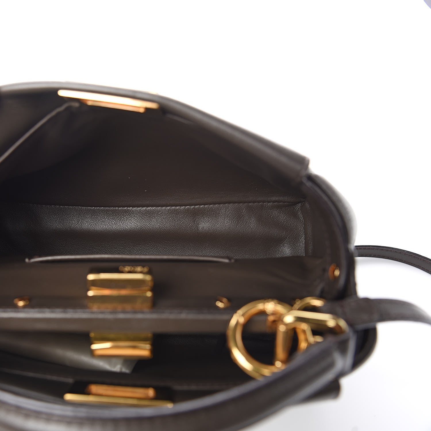 Fendi Nappa Mini Peekaboo Iconic Satchel Carbone 5 of 15