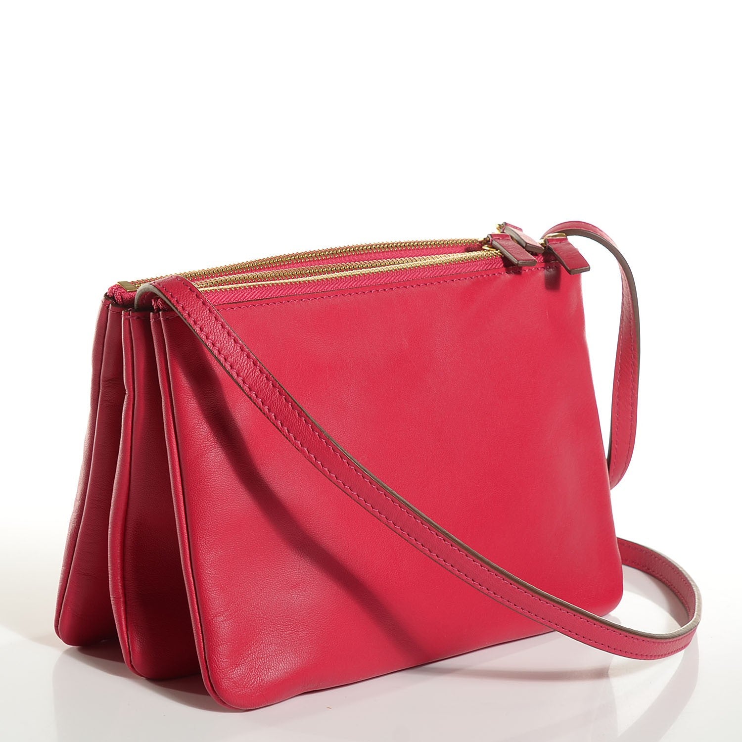 Celine Lambskin Small Trio Crossbody Bag Fuchsia 3 of 8