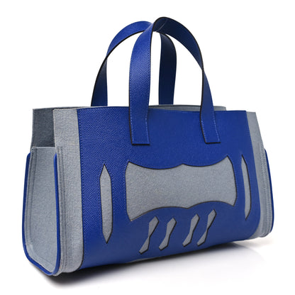 Hermes Wool Epsom Petit H  Decoupe Basse Skeleton PM Gris Clair Bleu Electrique 3 of 9
