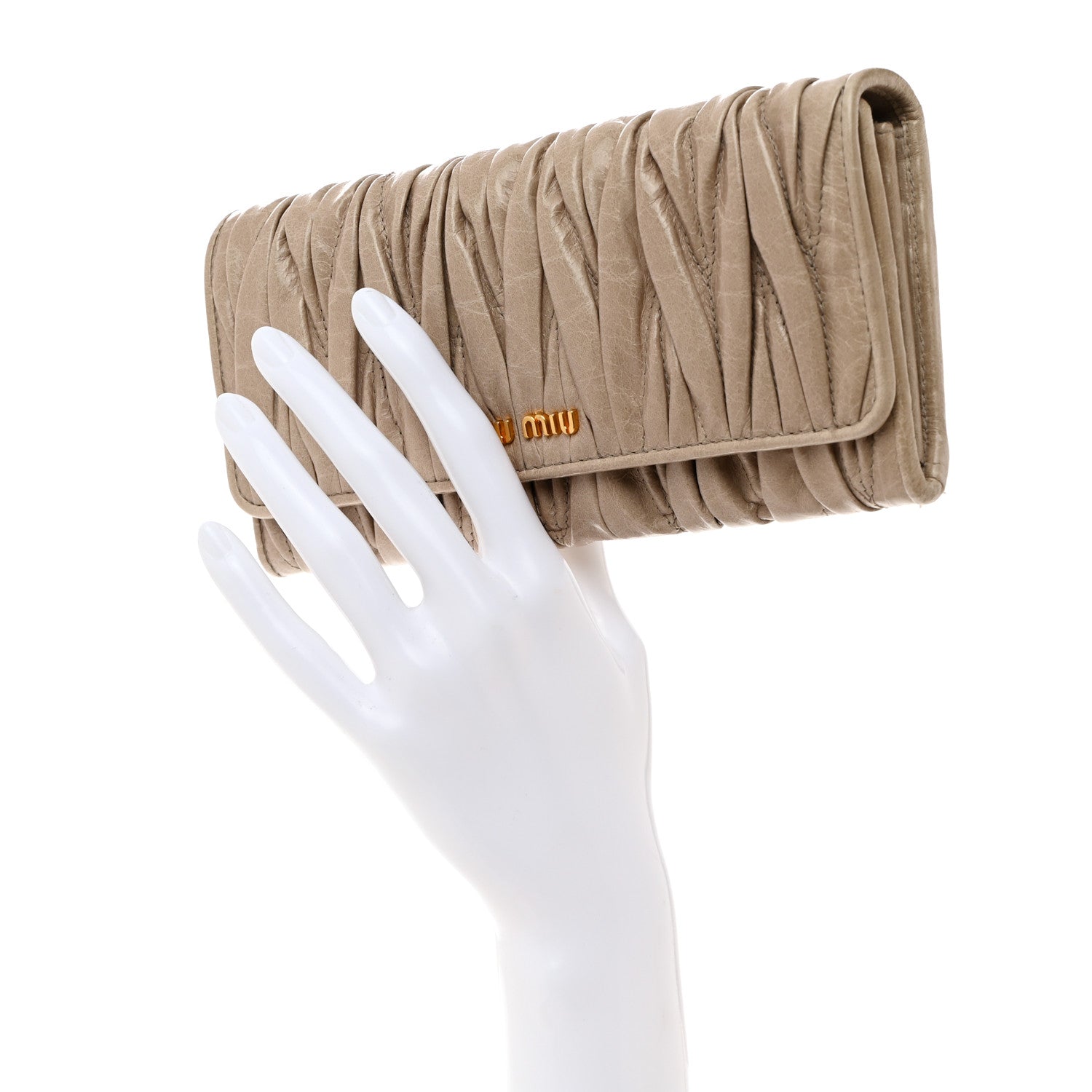 Miu Miu Nappa Matelasse Flap Wallet Pomice 2 of 8
