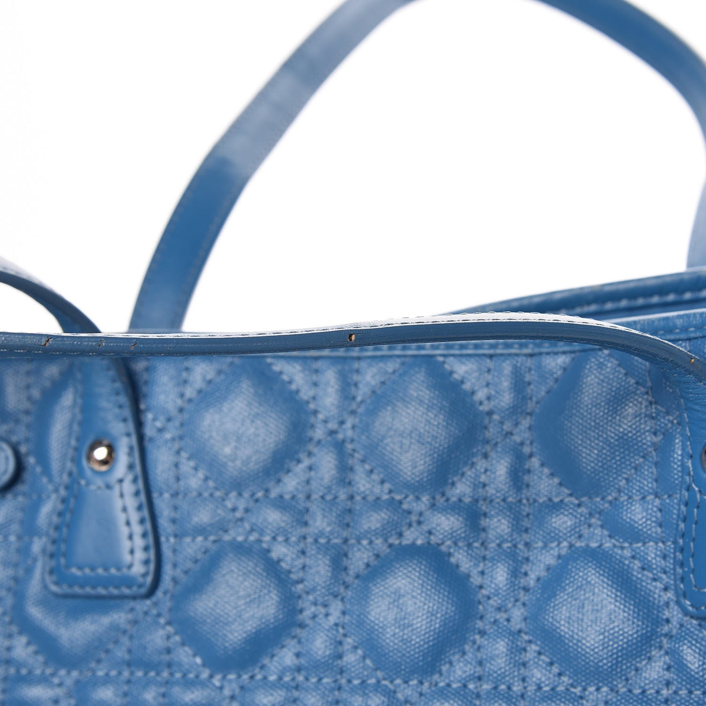 Coated Canvas Cannage Medium Panarea Tote Cobalt Blue