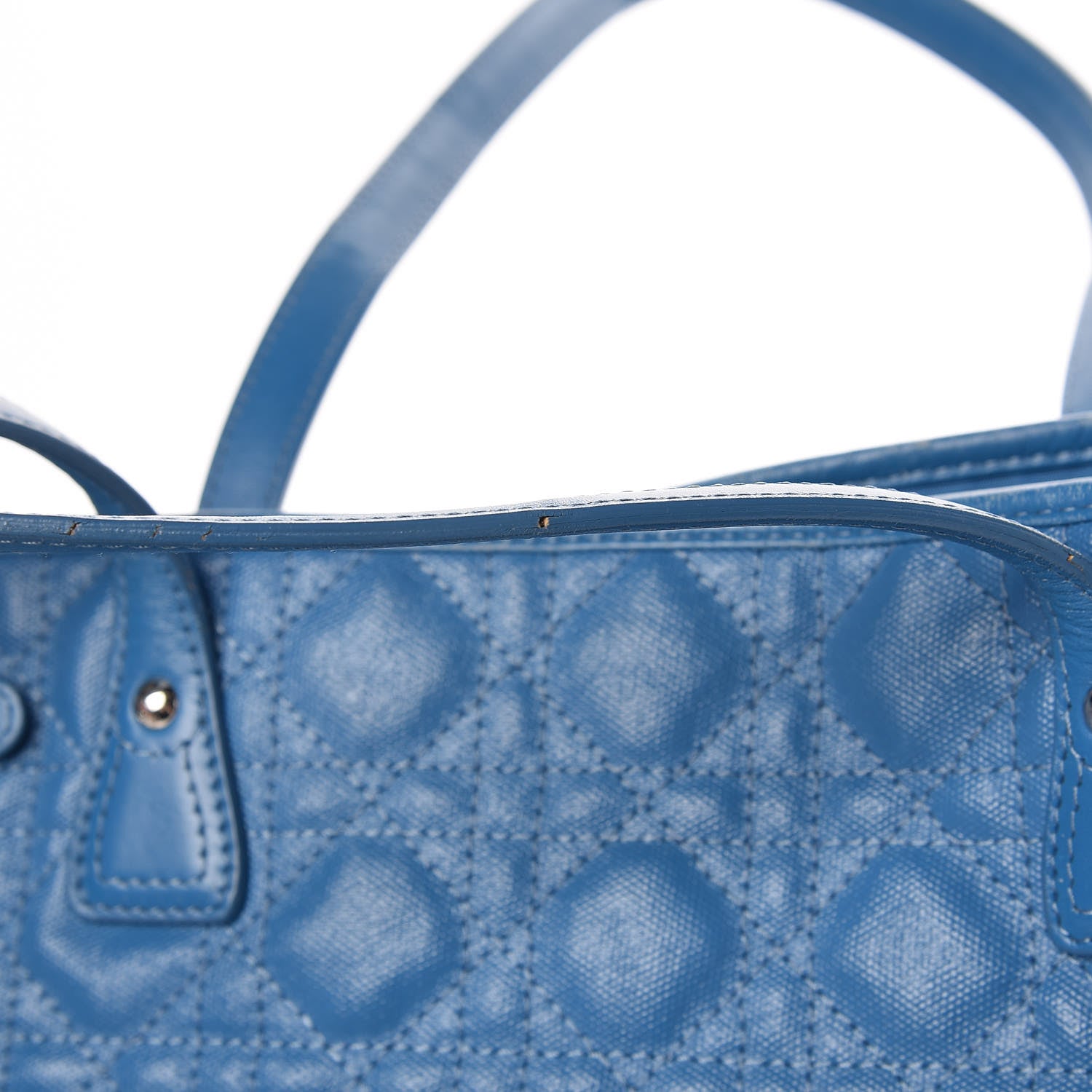 Christian Dior Coated Canvas Cannage Medium Panarea Tote Cobalt Blue 12 of 20