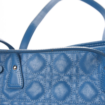 Christian Dior Coated Canvas Cannage Medium Panarea Tote Cobalt Blue 12 of 20