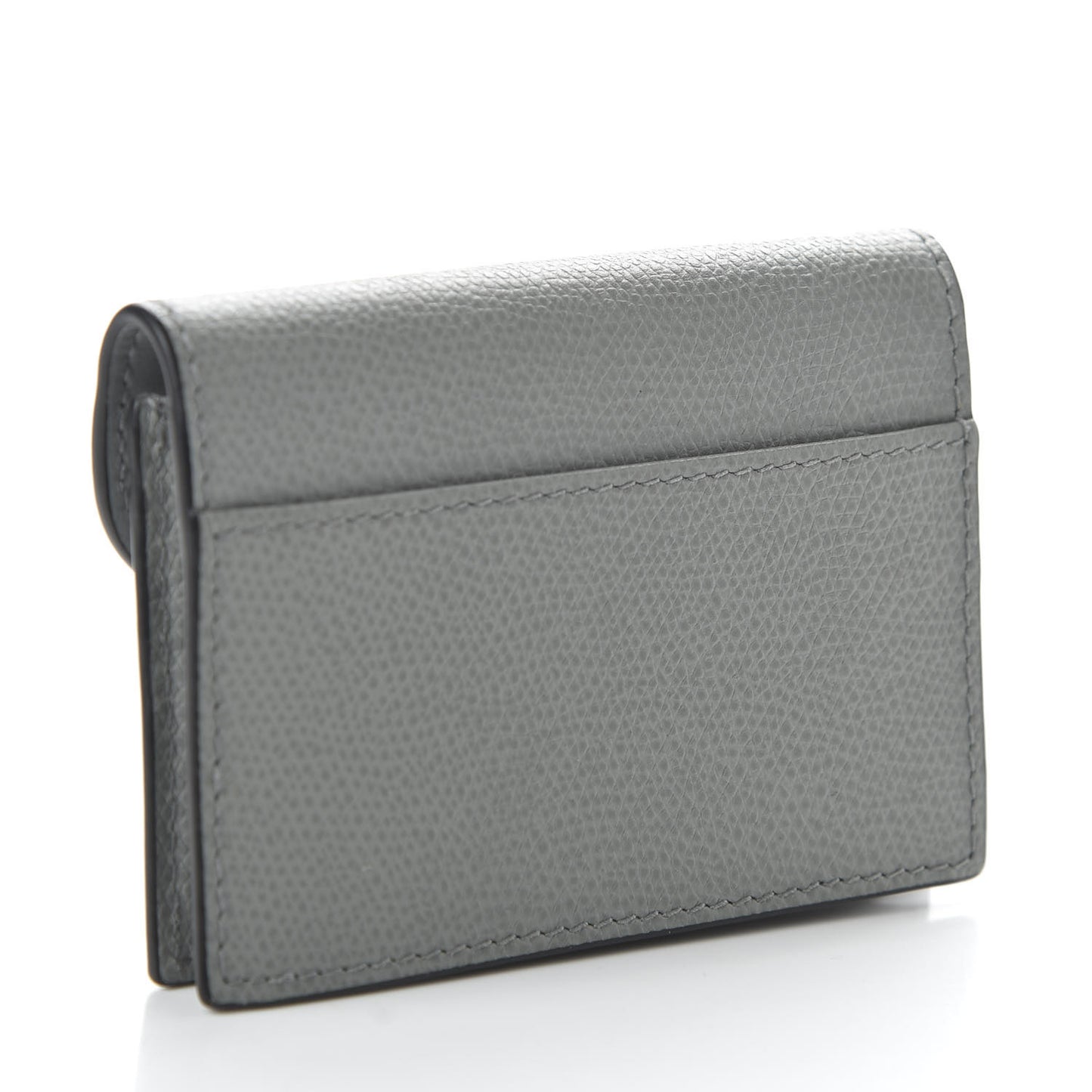 Grained Calfskin Saddle Card Holder Gray