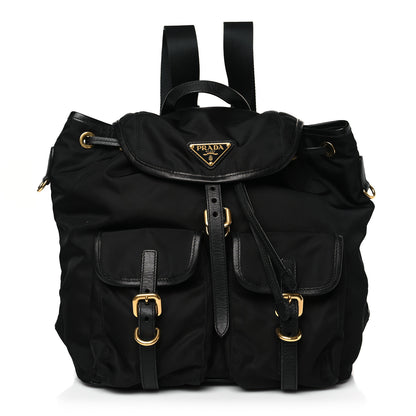 Prada Tessuto Nylon Soft Calfskin Small Backpack Black 1 of 8