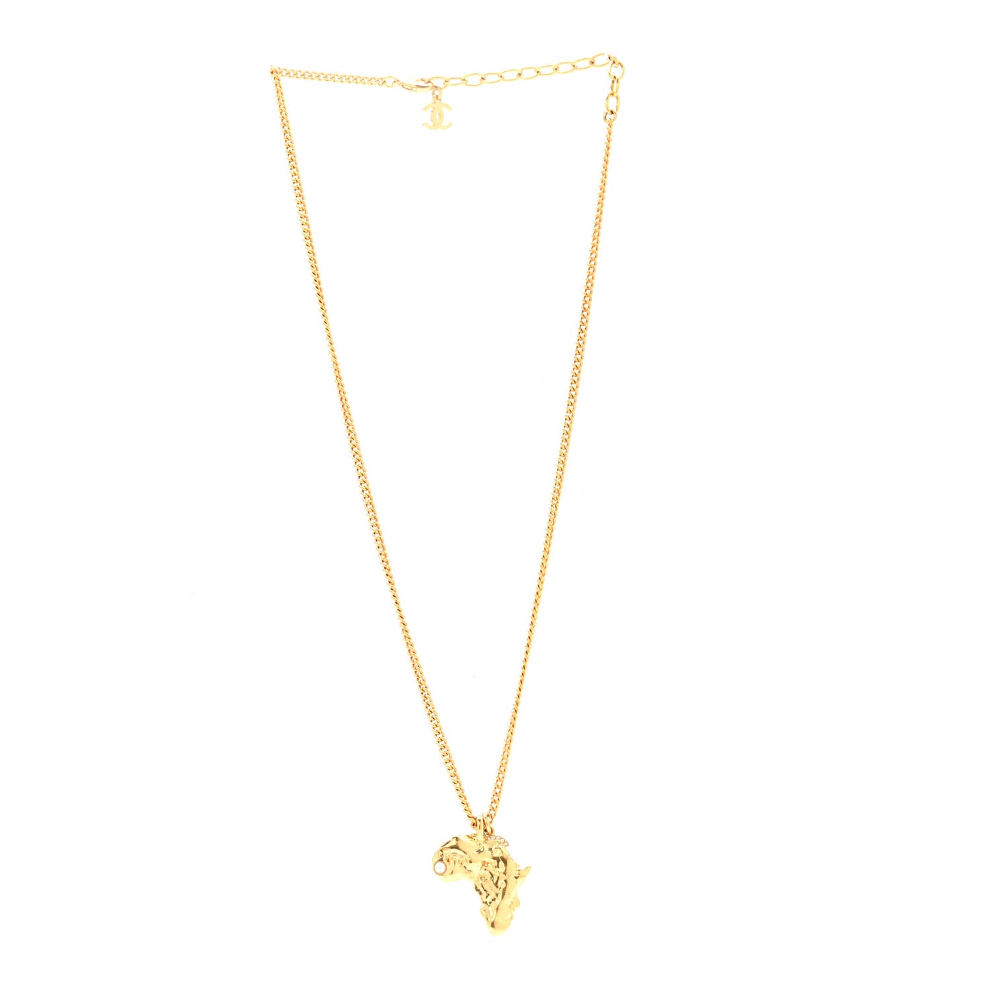 Crystal Pearl CC Africa Pendant Necklace Gold White