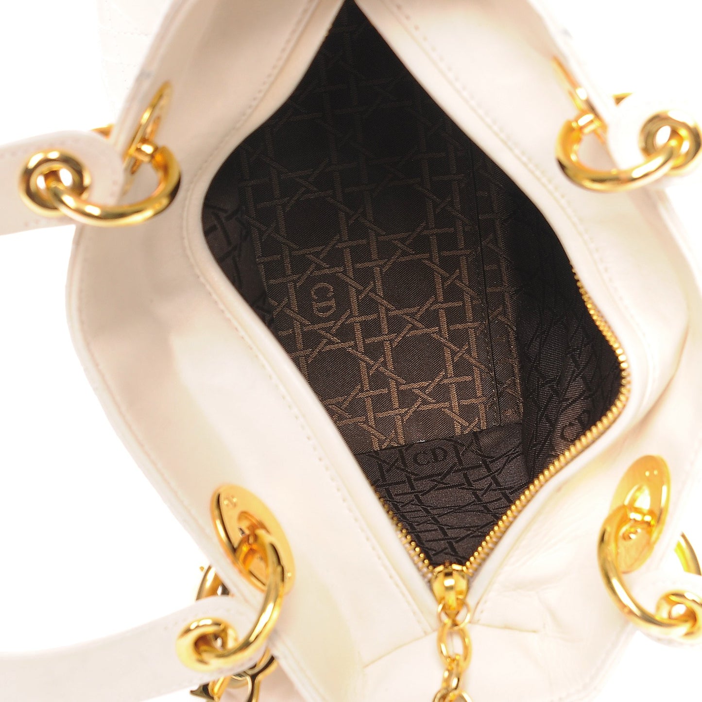 Lambskin Cannage Medium Lady Dior White