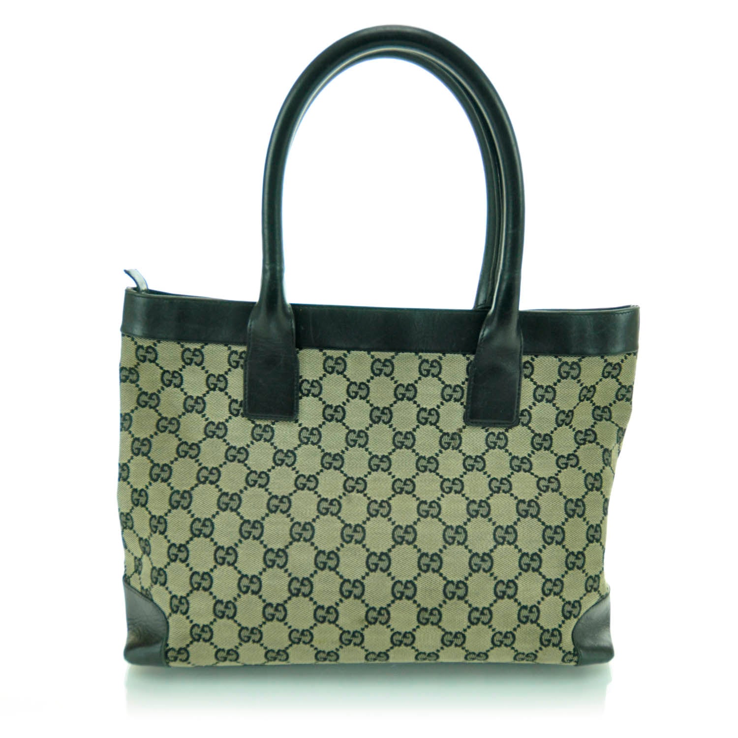 Gucci Monogram Canvas and Leather Tote Black 3 of 11