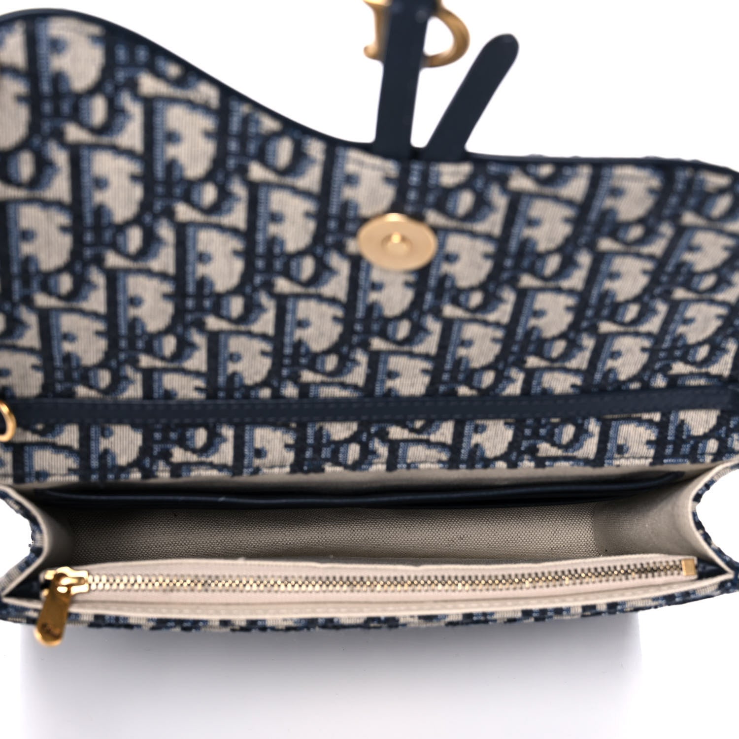 Christian Dior Oblique Saddle Chain Pouch Blue 5 of 13