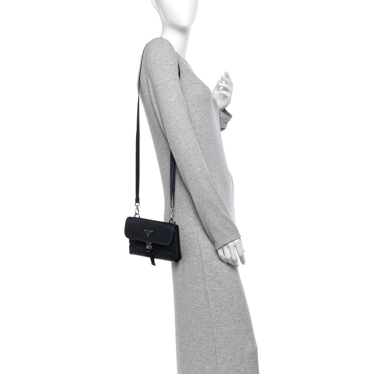 Re-Nylon Saffiano Smartphone Case Crossbody Navy