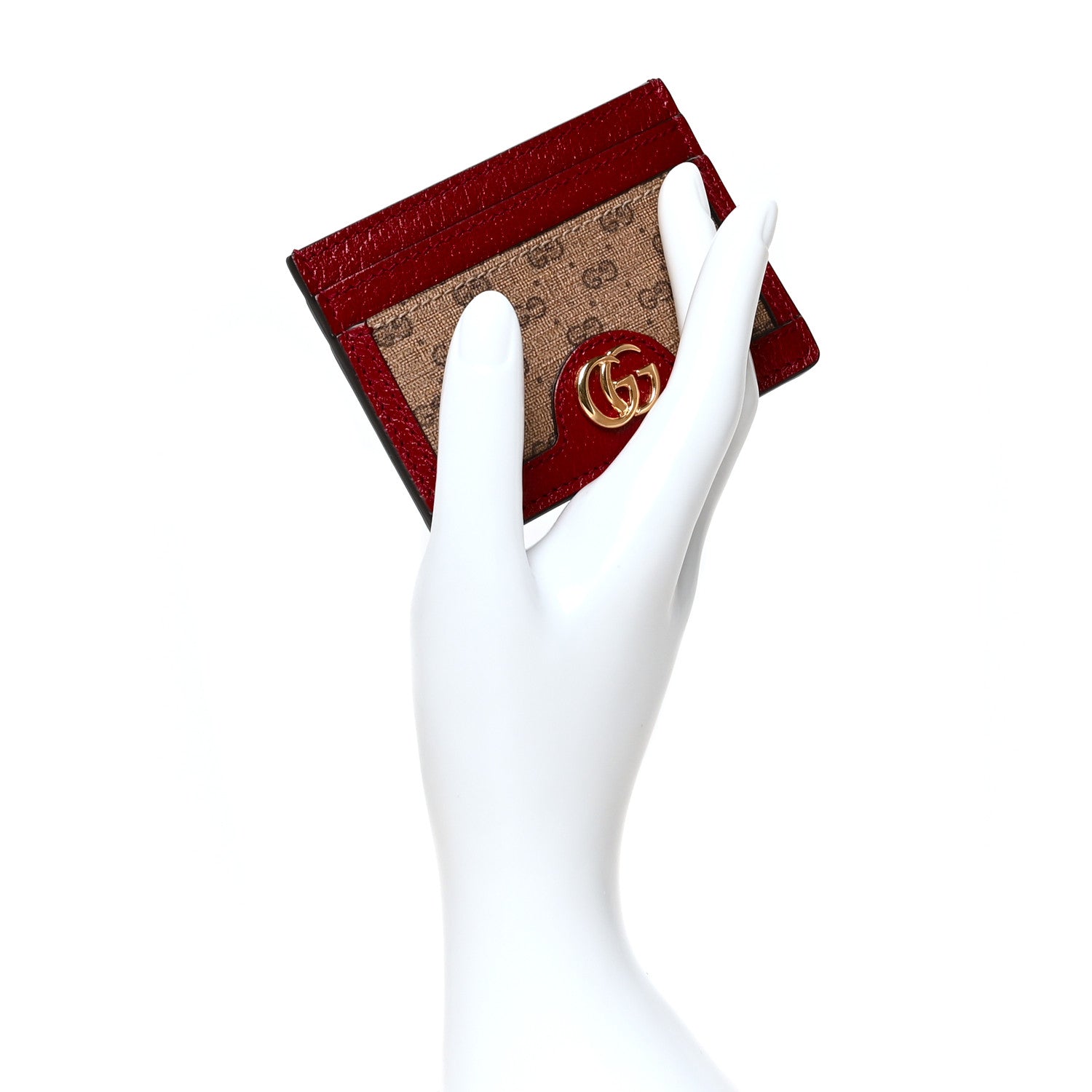 Gucci X DORAEMON Mini Vintage GG Supreme Monogram Card Holder Beige Cherry Red 2 of 7