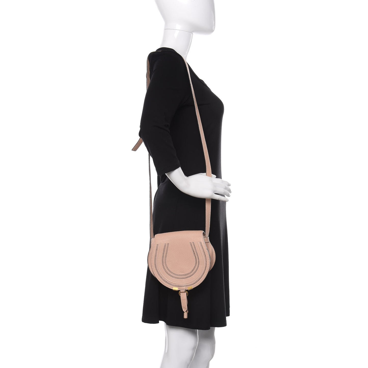 Calfskin Mini Marcie Round Crossbody Bag Blush Nude