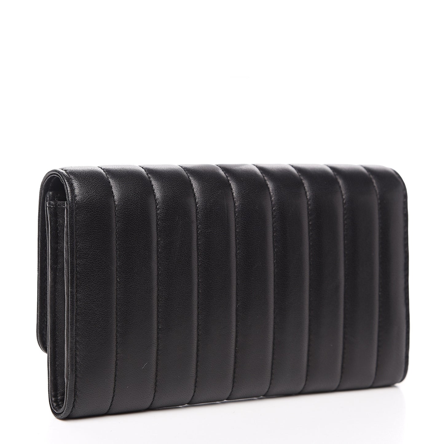 Lambskin Matelasse Monogram Large Vicky Continental Wallet Black