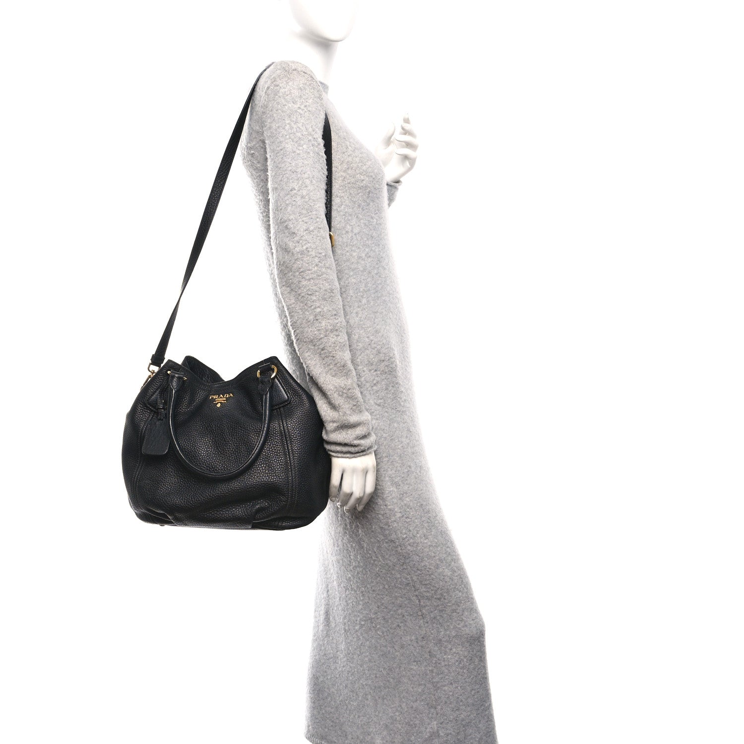 Prada Vitello Daino Tote Black 2 of 10
