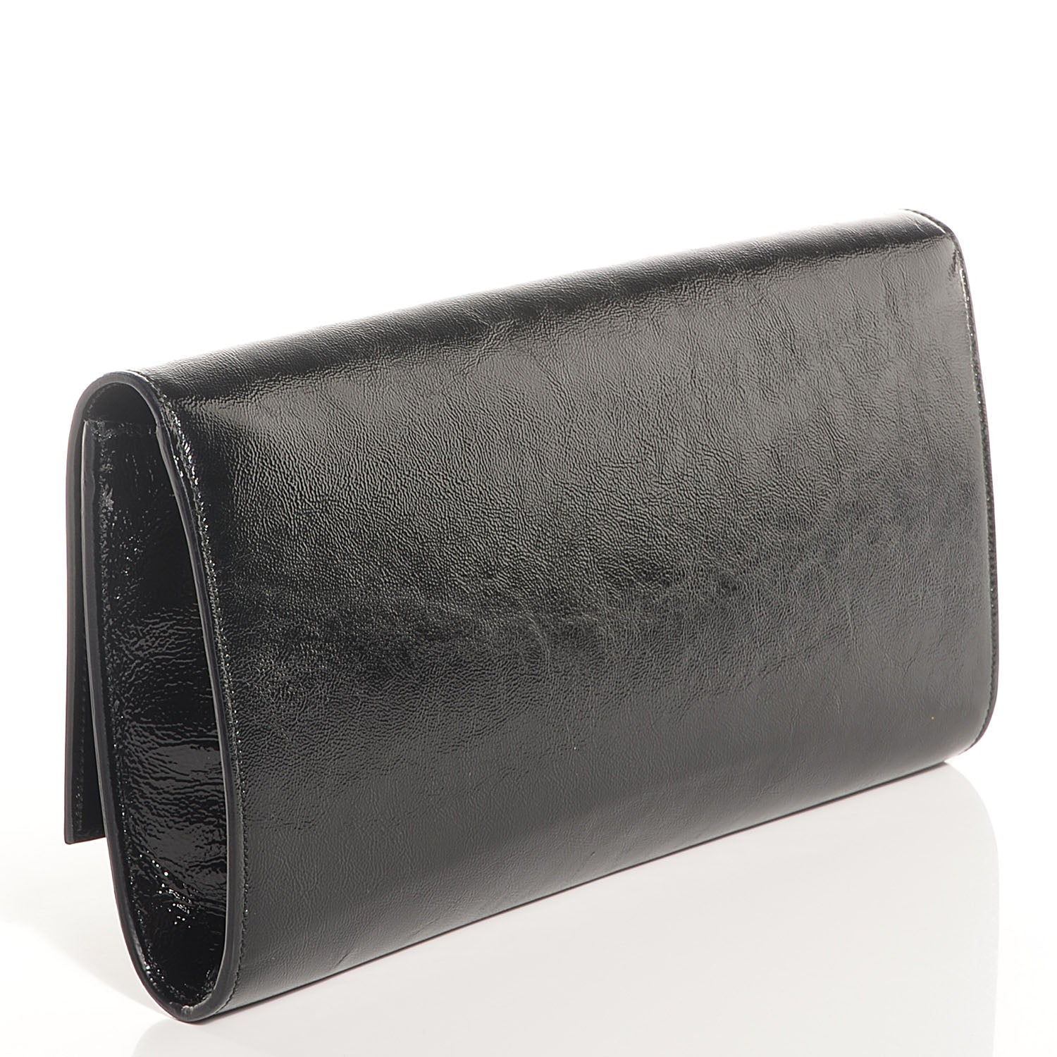 Saint Laurent Textured Patent Monogram Large Belle De Jour Clutch Black 3 of 7