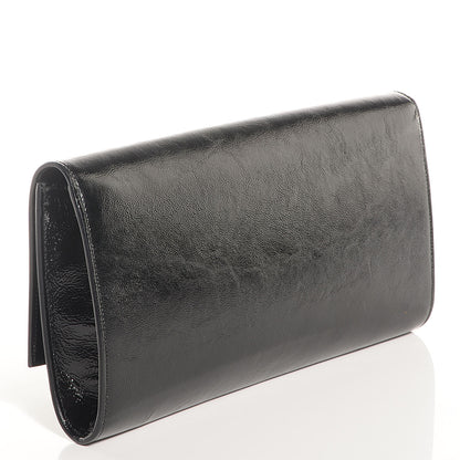 Saint Laurent Textured Patent Monogram Large Belle De Jour Clutch Black 3 of 7
