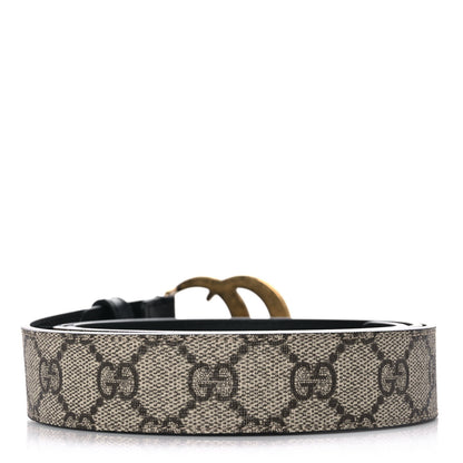Gucci GG Supreme Monogram Matte Plutone Calfskin Double G 30mm Belt 105 42 Beige Ebony Black 2 of 5