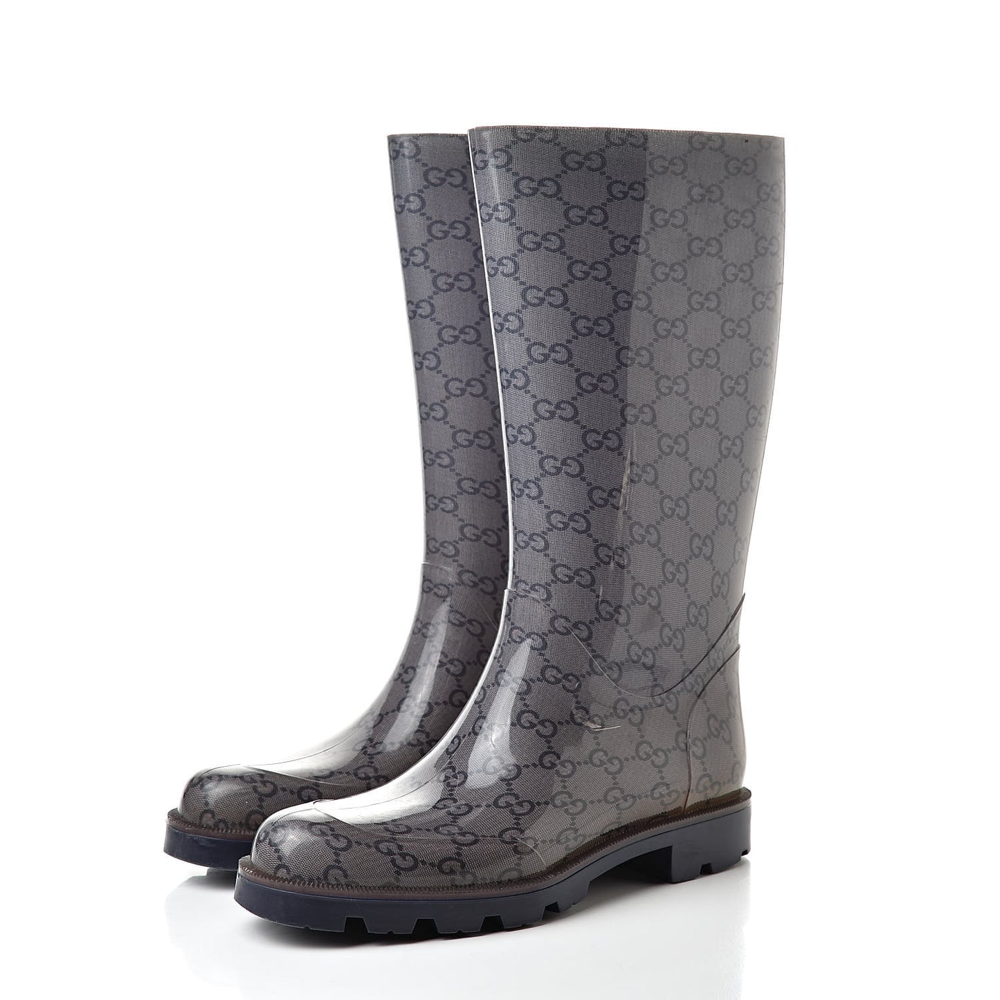 Rubber Monogram Rain Boots 37 Transparent Blue