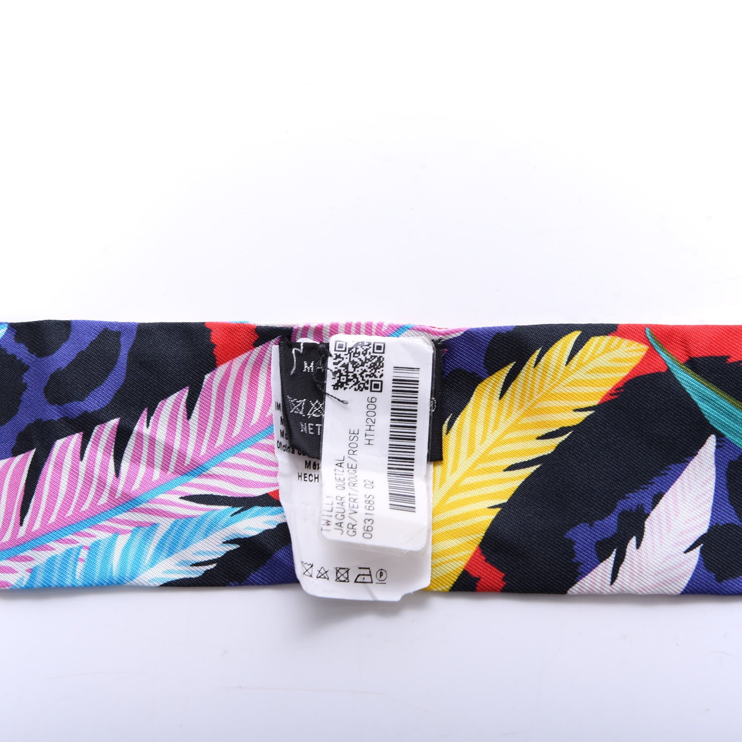 Hermes Silk Jaguar Quetzal Twilly Vert Rouge Rose 4 of 4