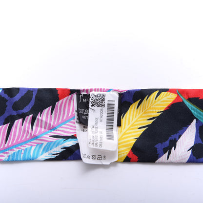 Hermes Silk Jaguar Quetzal Twilly Vert Rouge Rose 4 of 4