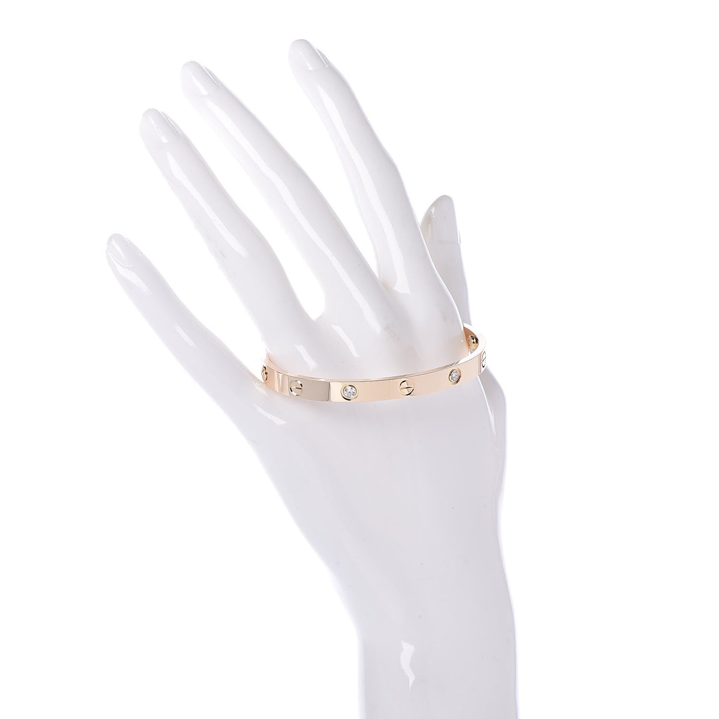 18K Yellow Gold 4 Diamond LOVE Bracelet 17