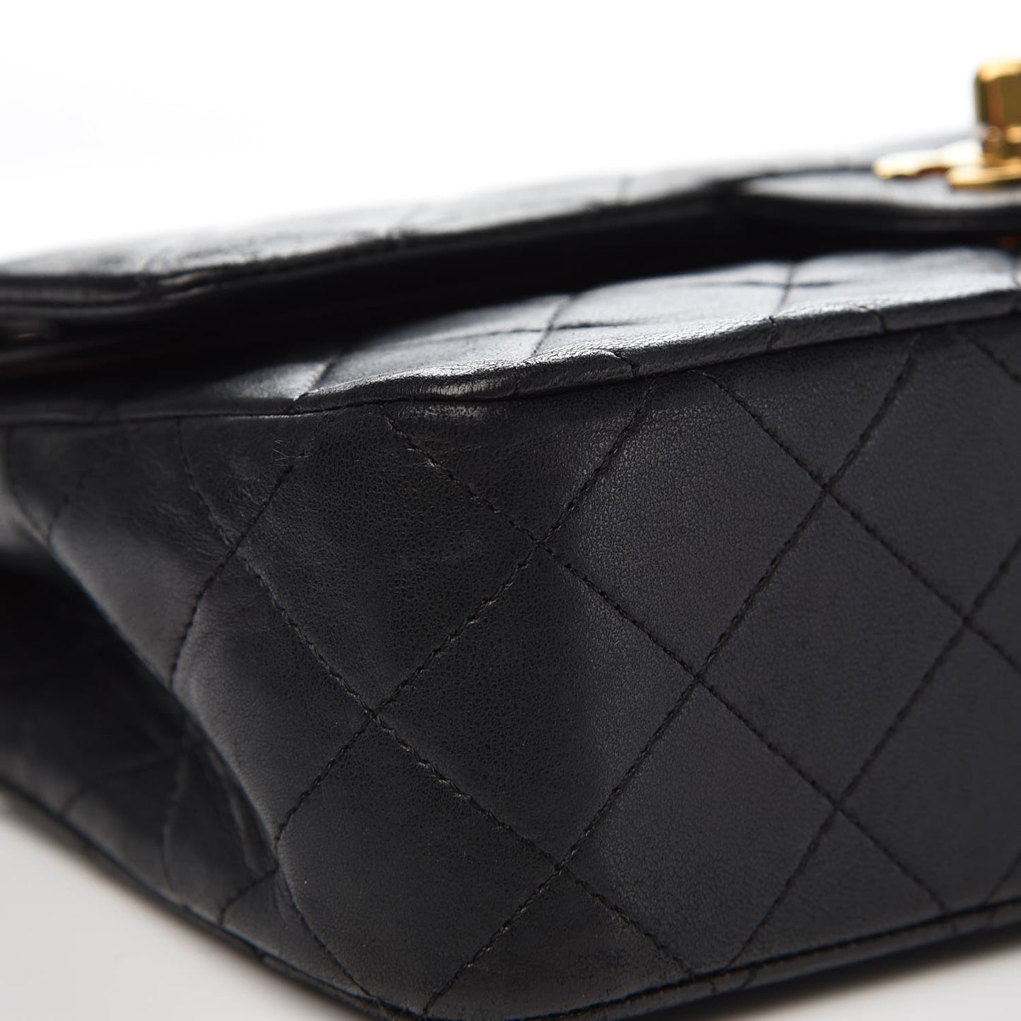 Lambskin Quilted Small Double Flap Black