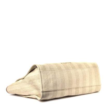 Chanel Straw Raffia Calfskin Striped Large Deauville Tote Beige 3 of 6