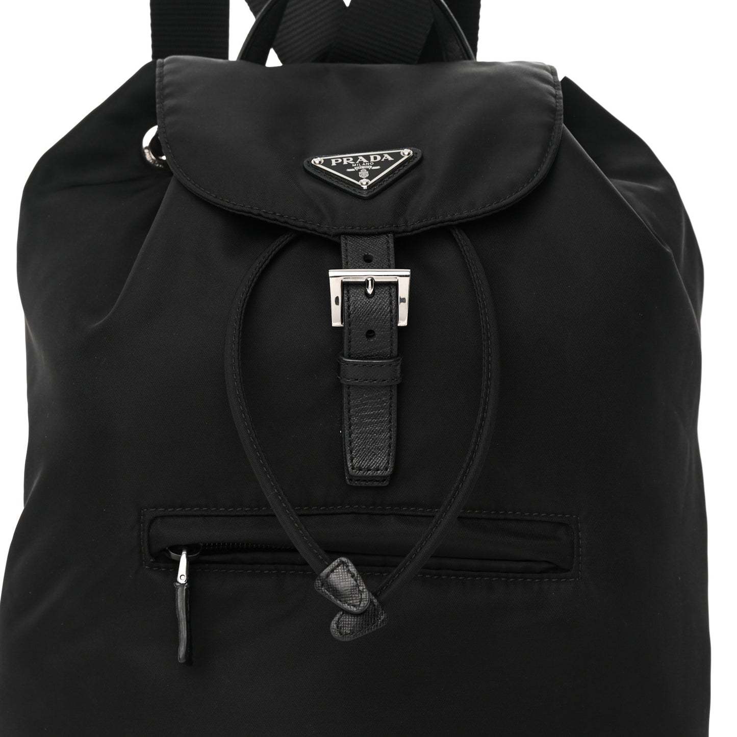 Nylon Tessuto Saffiano Zipper Backpack Black