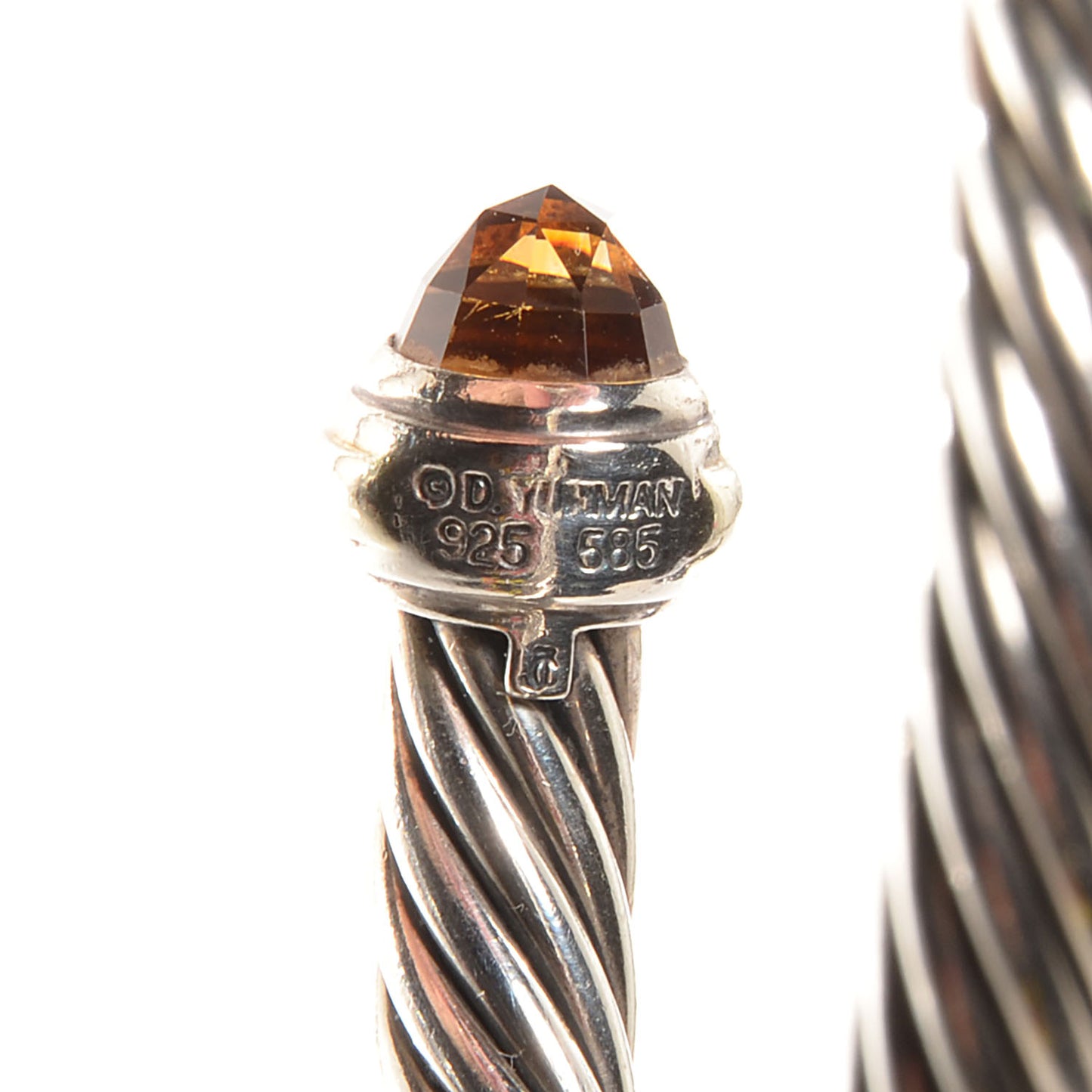 Sterling Silver 14K Yellow Gold Citrine 7mm Cable Classics Bracelet