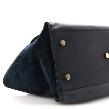 Saint Laurent Calfskin Suede Small Monogram Downtown Cabas Navy Blue 8 of 9