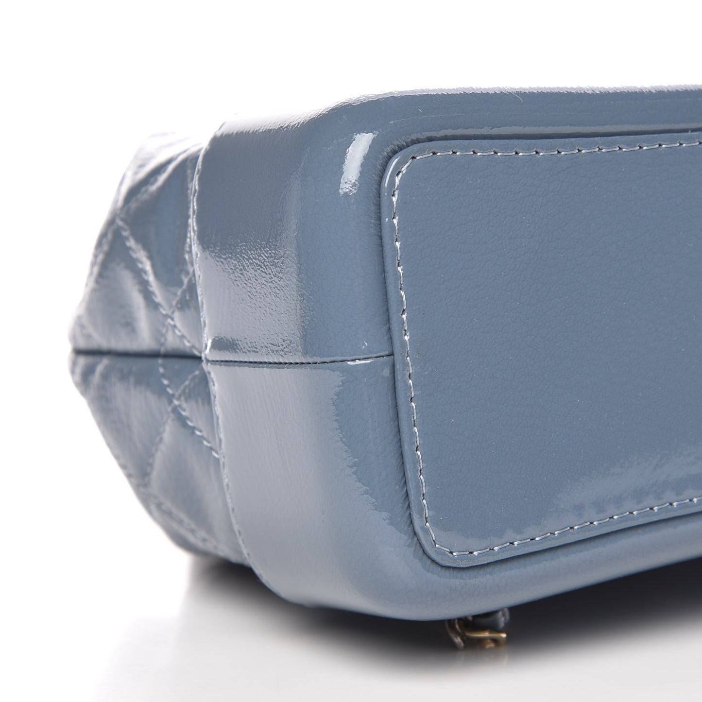 Patent Goatskin Quilted Small Gabrielle Backpack Blue