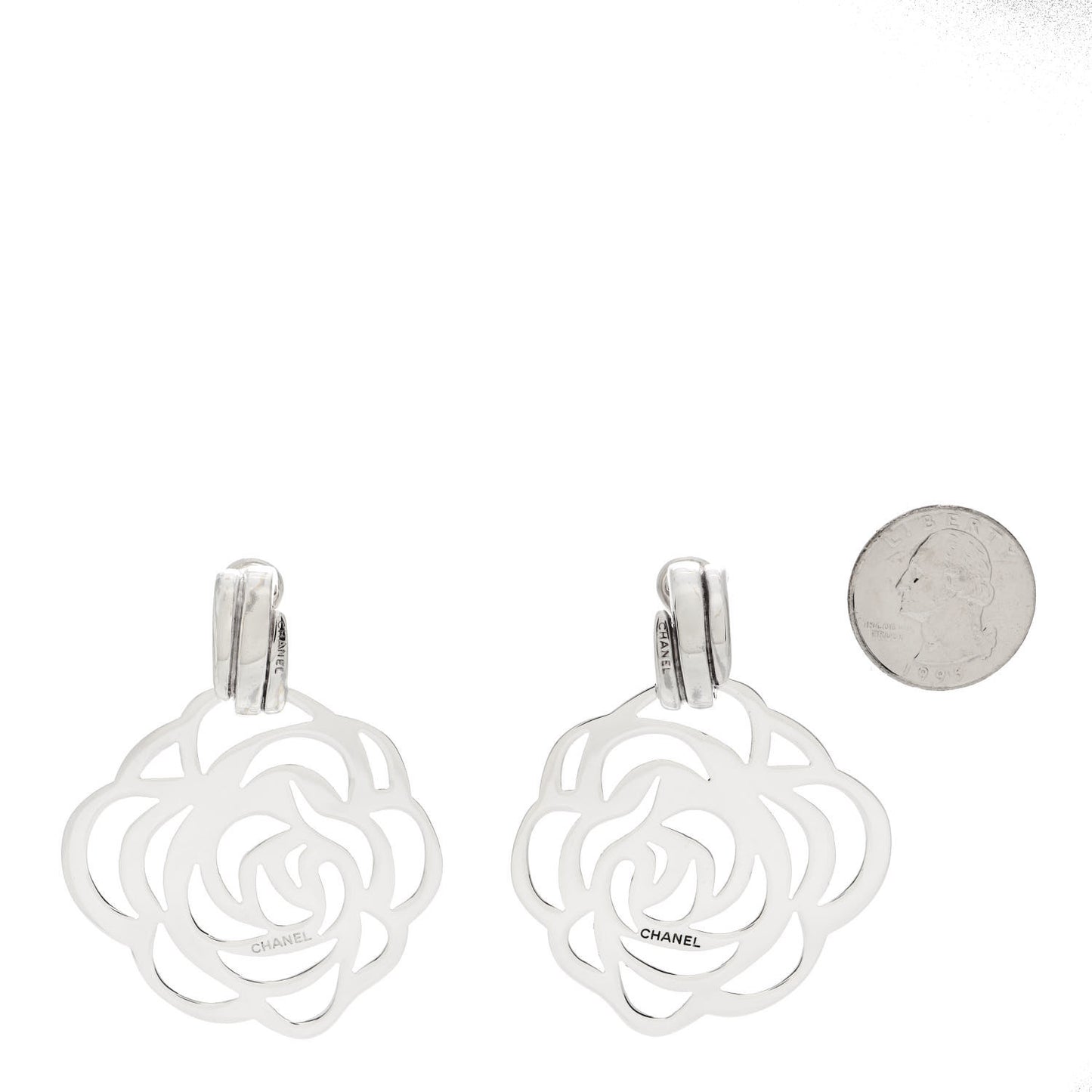 Sterling Silver Camellia Clip On Earrings