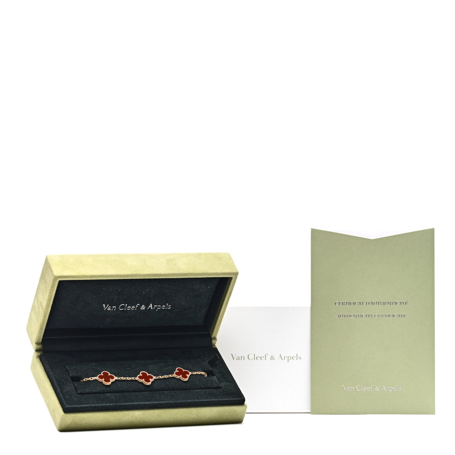 Van Cleef & Arpels 18K Yellow Gold Carnelian 5 Motifs Vintage Alhambra Bracelet 5 of 5