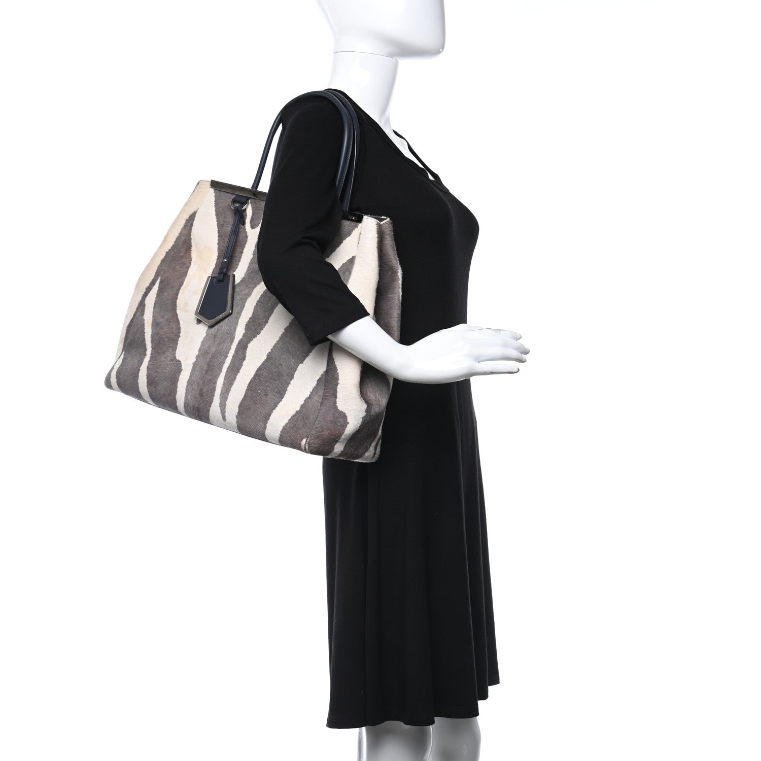 Fendi Calf Hair Zebra Print Large 2Jours Tote Ebony White 3 of 10