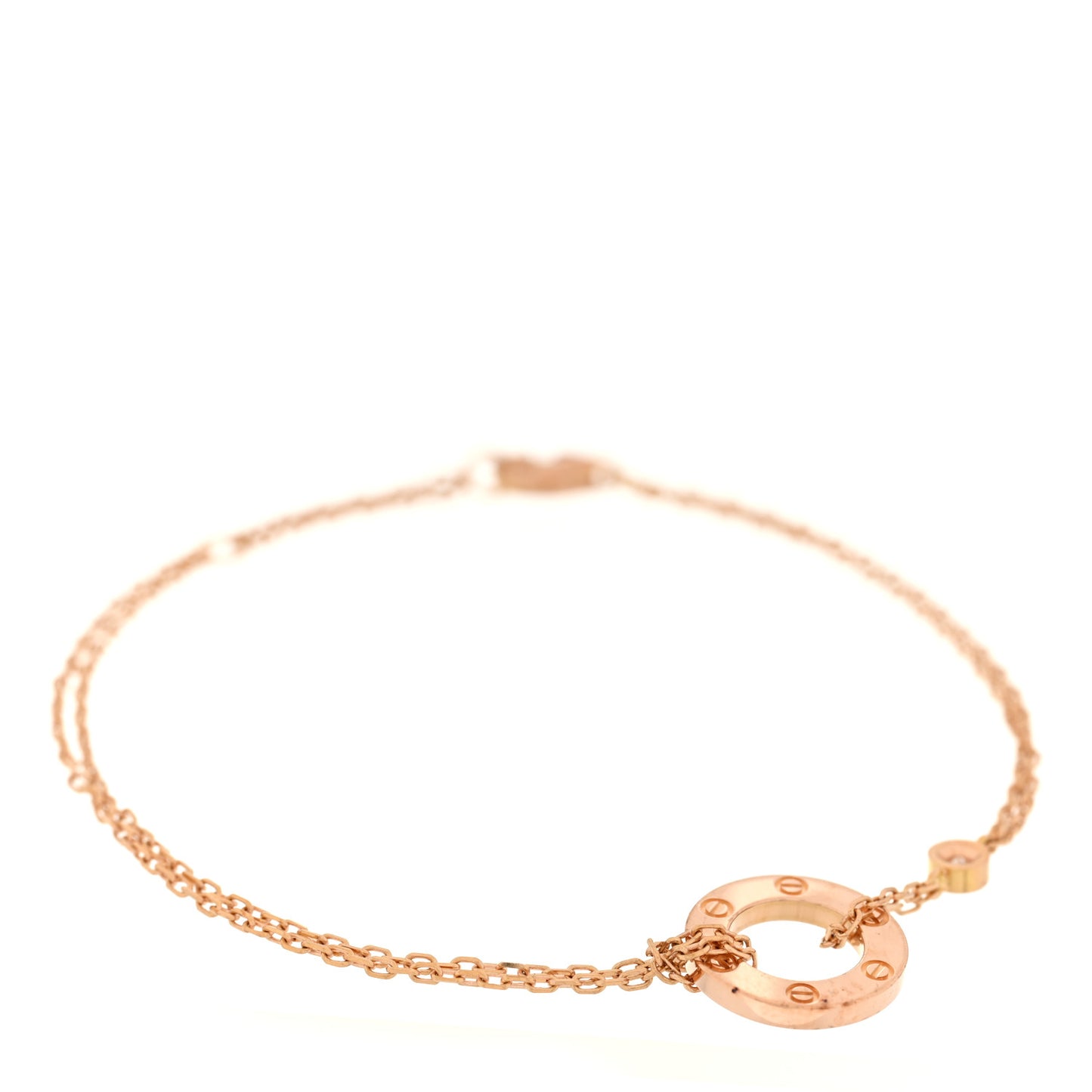 18K Pink Gold Diamond Pink Sapphire LOVE Bracelet