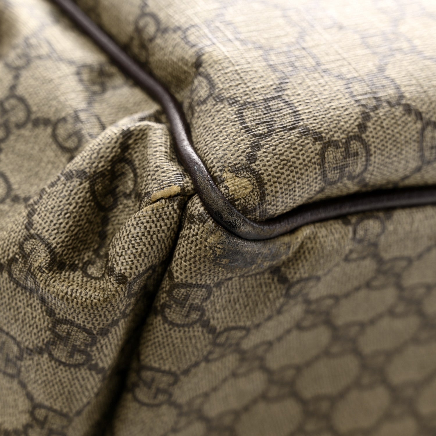 Gucci Monogram Natural Pigskin Large Diaper Bag Beige Ebony Cocoa Dark Chocolate 12 of 15