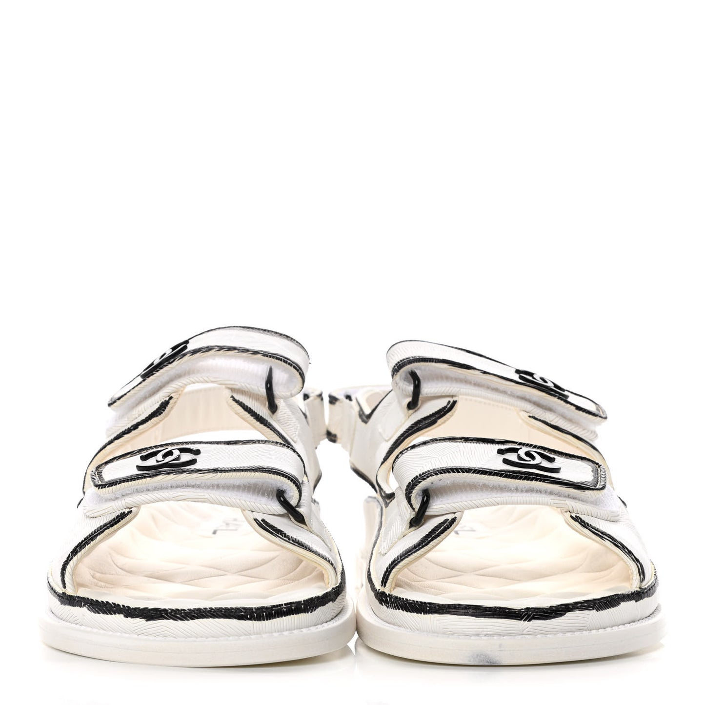 Printed Calfskin Velcro Dad Sandals 41 White Black