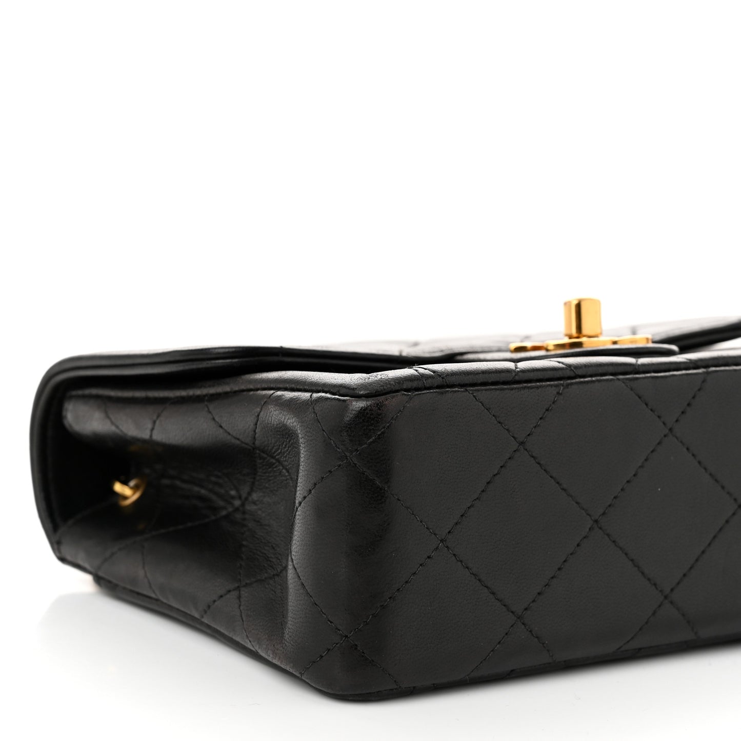 Lambskin Quilted Mini Square Flap Black