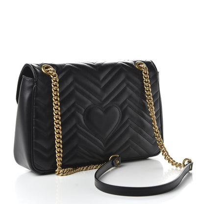 Gucci Calfskin Matelasse Medium GG Marmont Shoulder Bag Black 3 of 10