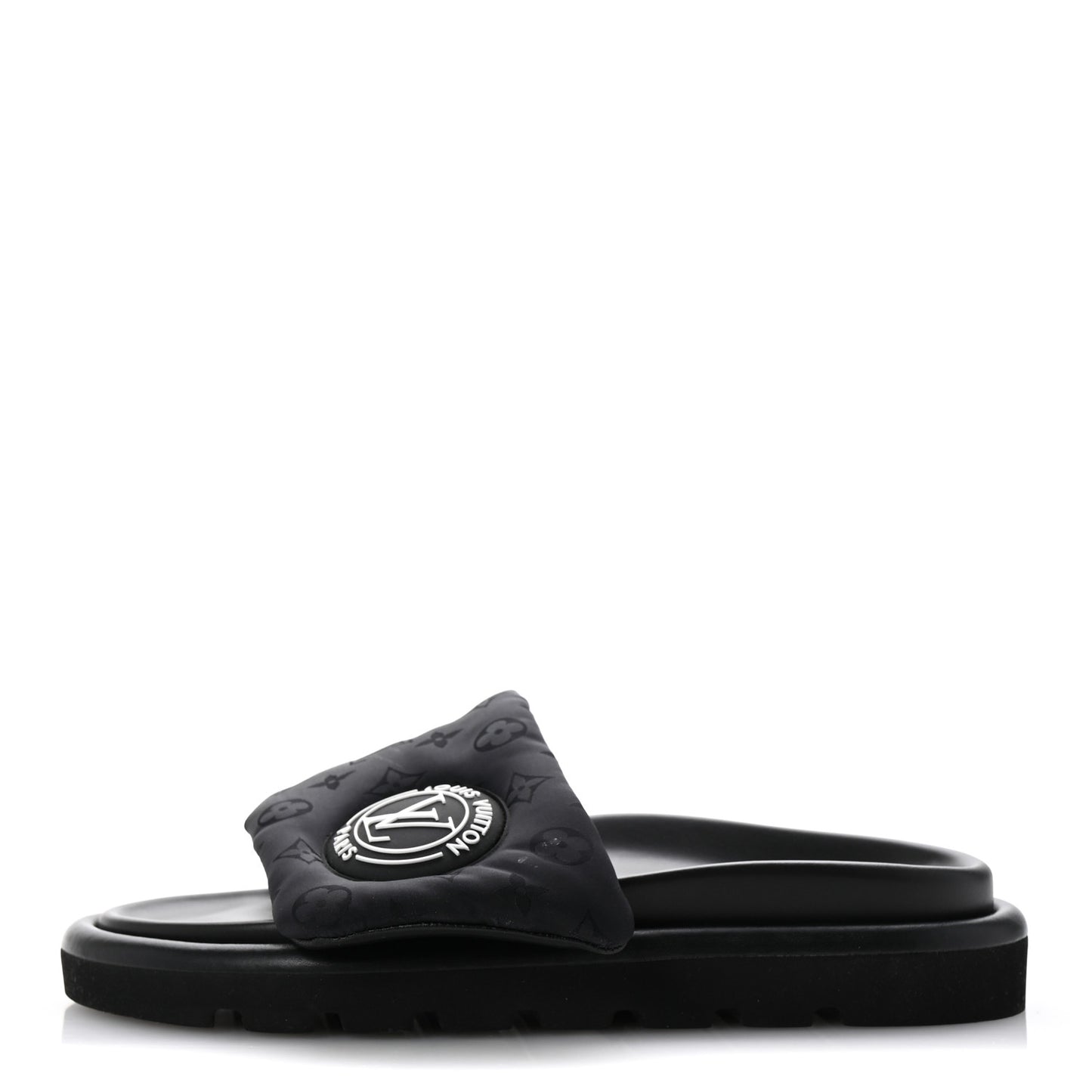 Nylon Monogram Womens Pool Pillow Comfort Mules 38 Black