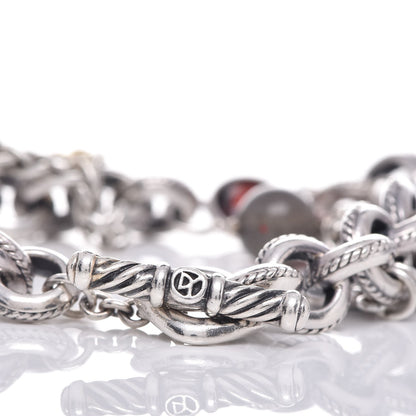 David Yurman Sterling Silver 18K Yellow Gold Carnelian Garnet Pearl Labradorite Old World Charm Bracelet 5 of 5
