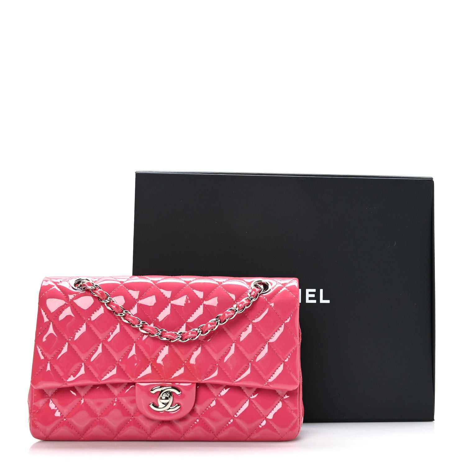 Chanel Patent Quilted Medium Double Flap Pink 10 of 10