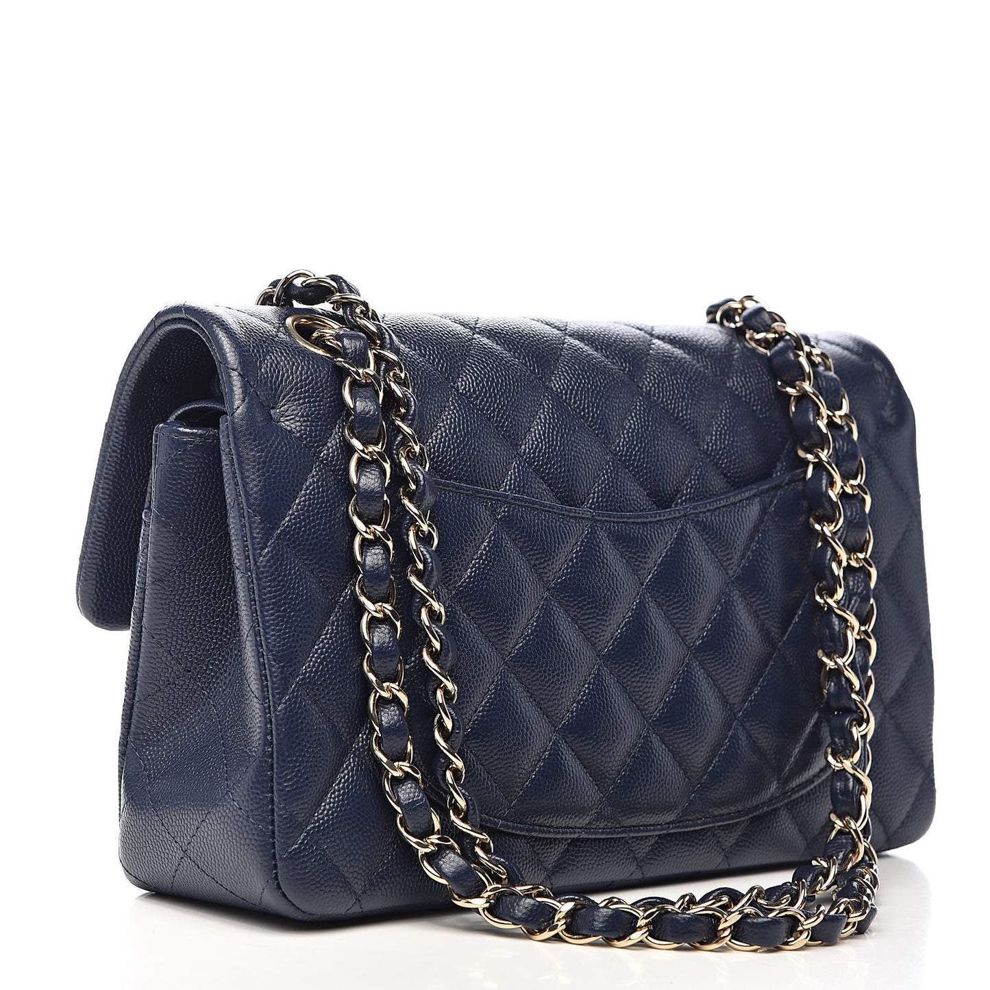 Caviar Quilted Small Double Flap Navy