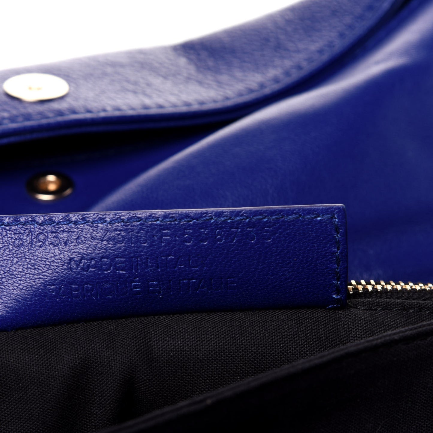 Chevre Gold Metallic Edge Hardware Envelope Clutch Bleu Roi