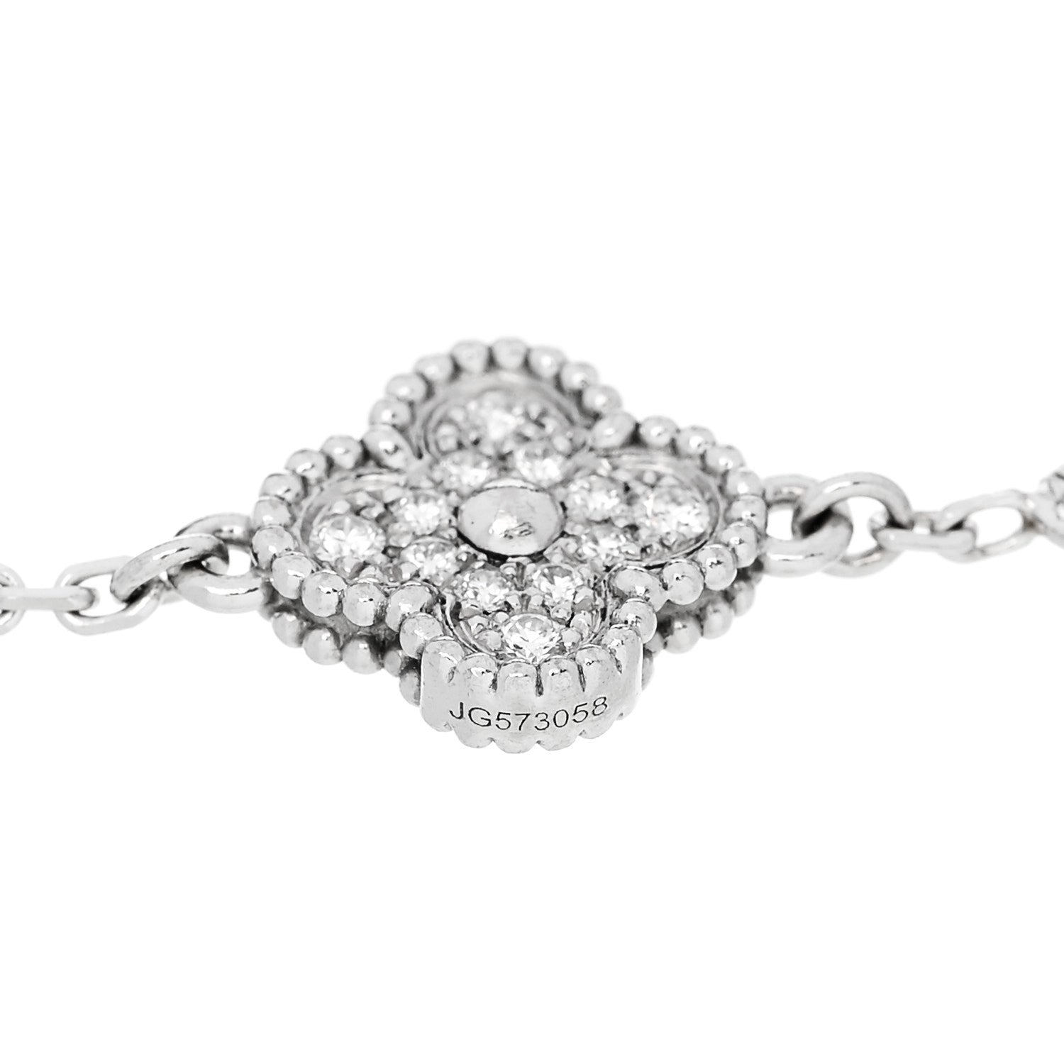 Van Cleef & Arpels 18K White Gold Diamond 6 Motifs Sweet Alhambra Bracelet 3 of 4