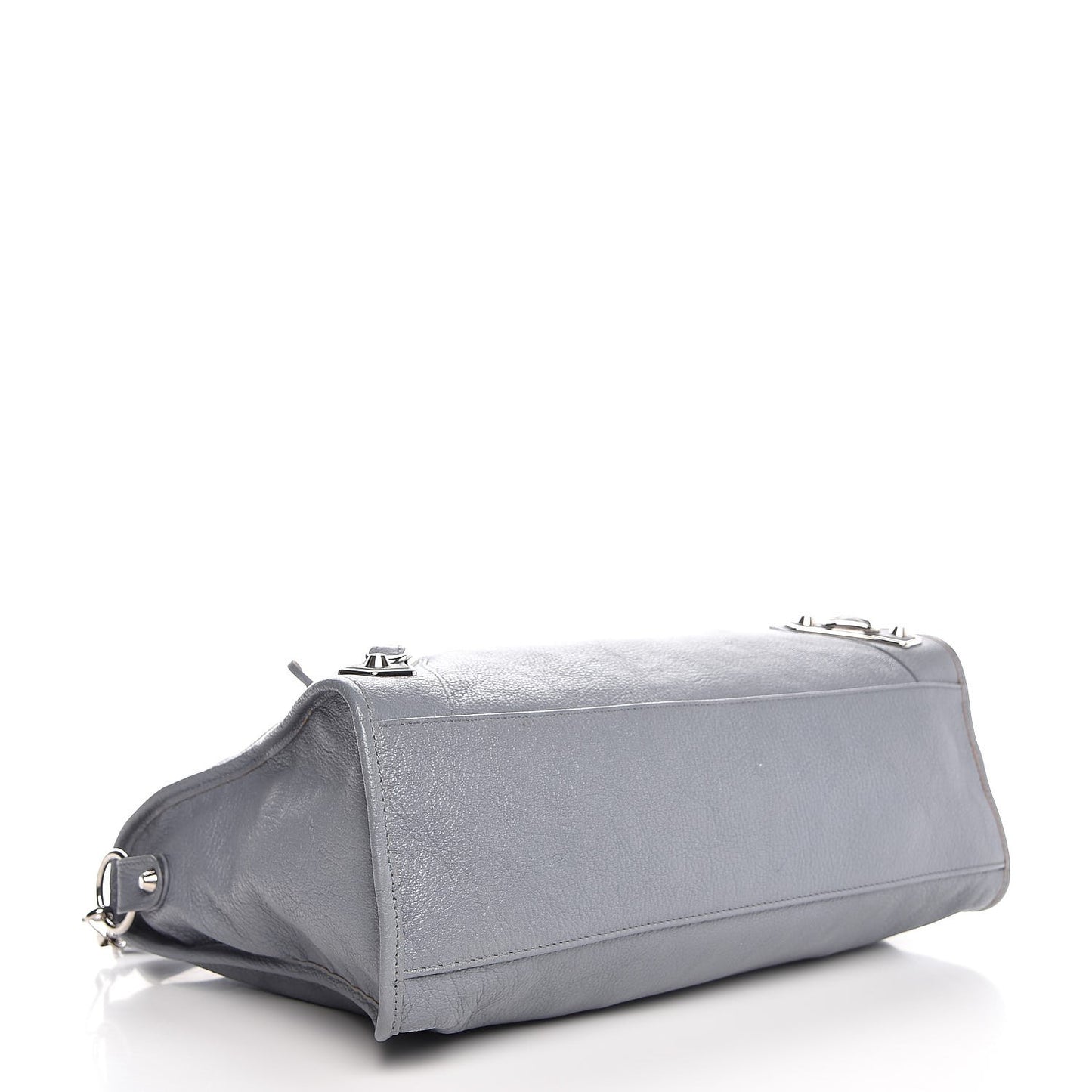 BALENCIAGA Chevre Silver Metallic Edge City Blue Acier