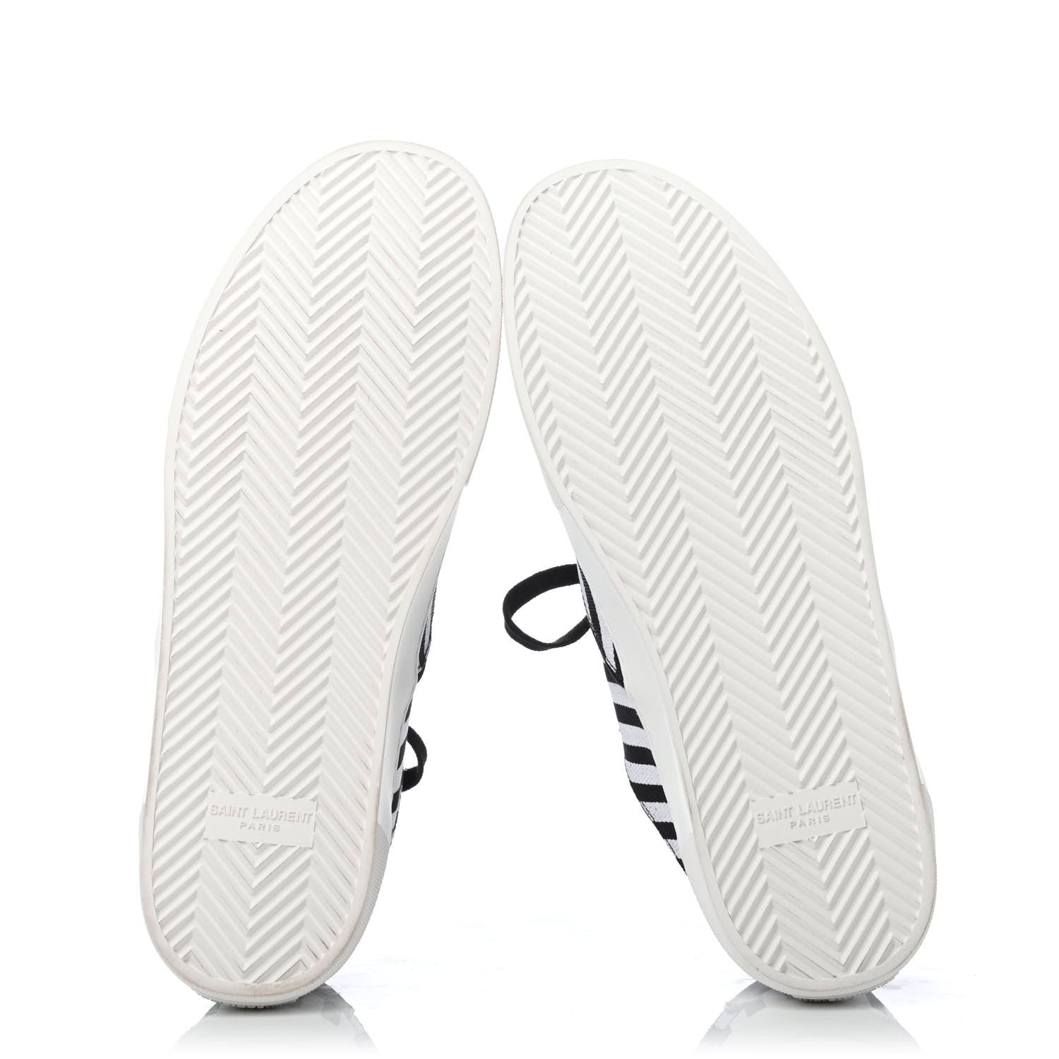 Saint Laurent Canvas Striped Mens Venice Sneakers 43.5 Black White 4 of 4