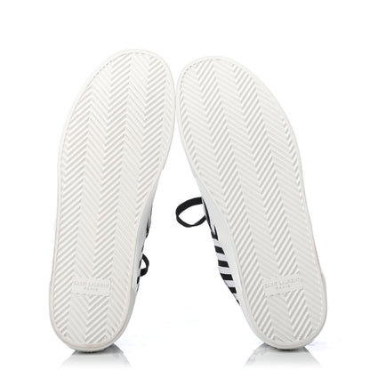 Saint Laurent Canvas Striped Mens Venice Sneakers 43.5 Black White 4 of 4